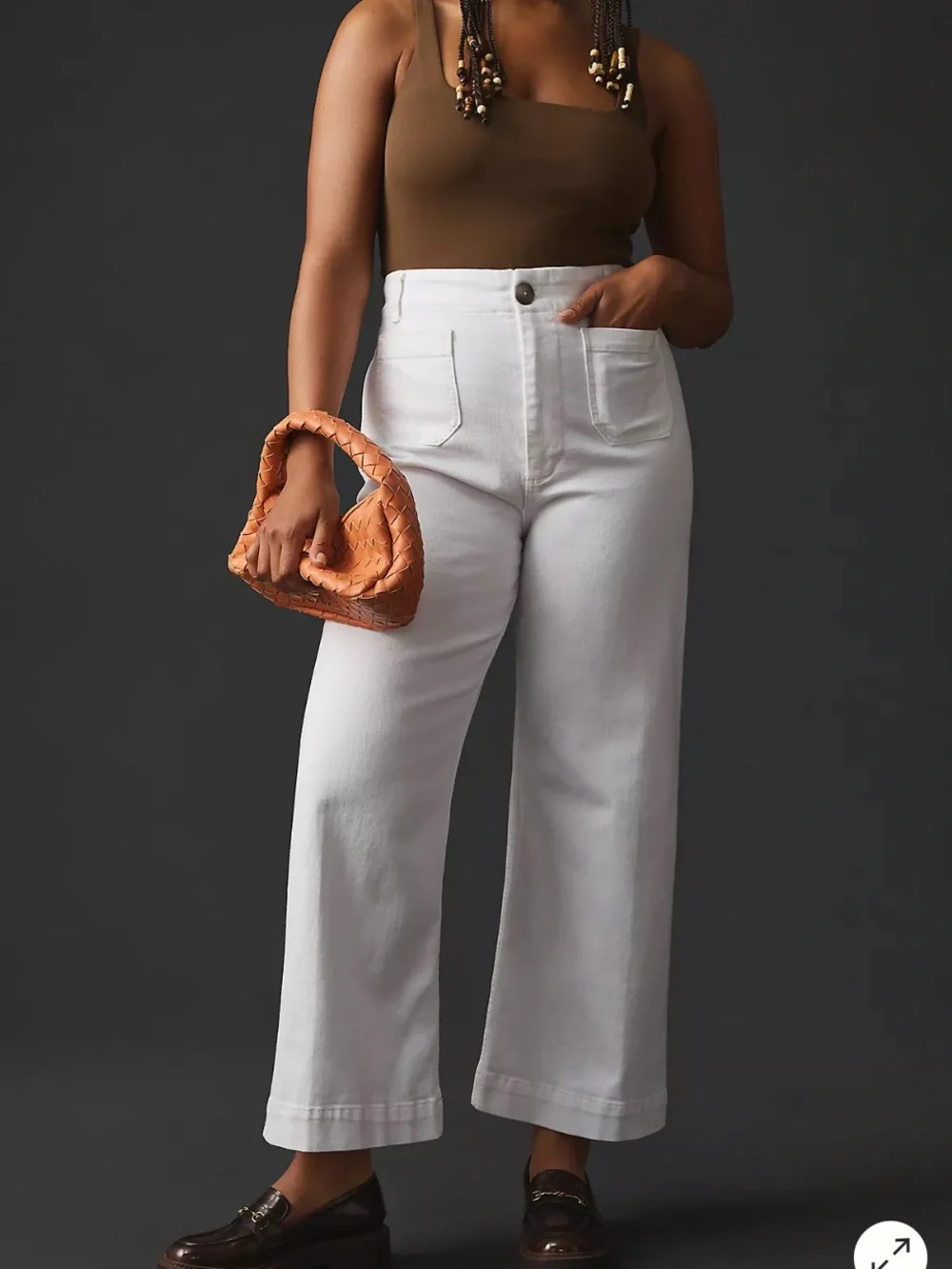 Maeve Collette White Wide-Leg High-Rise Cropped Pants - Picture 3 of 12